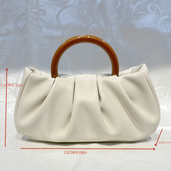 Elegant White Pleated Cloud Satchel - PU Leather Underarm Shoulder Bag, Magnetic Closure, Polyester Lined, Guangzhou Crafted - Image 3