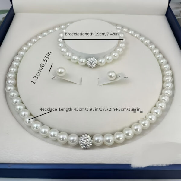 European and American Cross-border Imitation Pearl Necklace Bracelet Earrings Set Three-piece Set Foreign Trade Bride Accessories, for Wedding - Image 5