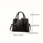 Large Capacity Gray PU Tote Bag - Stylish Versatile Shoulder & Bag with Adjustable Straps, Zip Closure, and Polyester Lining - Image 3