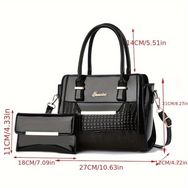 Set Women's Handbags, Elegant Vintage PU Leather Tote With Lizard & Octopus Embossing, Large Capacity Shoulder Bag For Daily & Office Use - Image 4