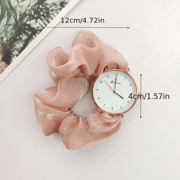 Cute Round Quartz Watch Sparkling Satin Hair Ring Strap Wrist Watch Women Casual Watch - Image 6