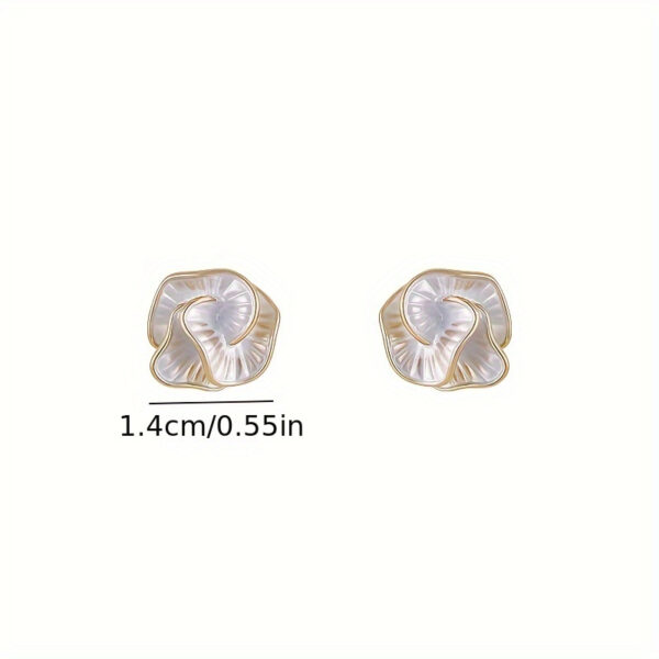Elegant Camellia Flower Stud Earrings, Vintage Style, Alloy with 925 Silver Ear Post, Women's Fashion Jewelry, All-Season Accessory for Daily & Vacation Wear - Image 6