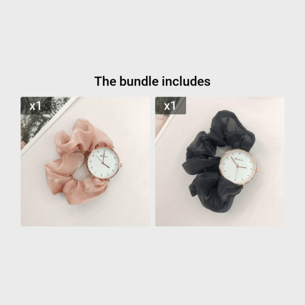 Cute Round Quartz Watch Sparkling Satin Hair Ring Strap Wrist Watch Women Casual Watch - Image 11