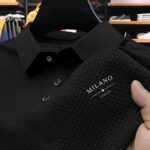 Men's Milan Print Short Sleeve Golf Shirt - Breathable, Stretch Fabric, Button- Collar, Lightweight Business Casual Style for Summer, Tennis & Golf Training - Image 3