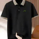 Men'S Premium Business Casual Polo Shirt - Knit Polyester Fabric, Regular Fit, Short Sleeve, Lapel Collar, Slight Stretch, Geometric Pattern with Button Detail, Summer Style - Image 3