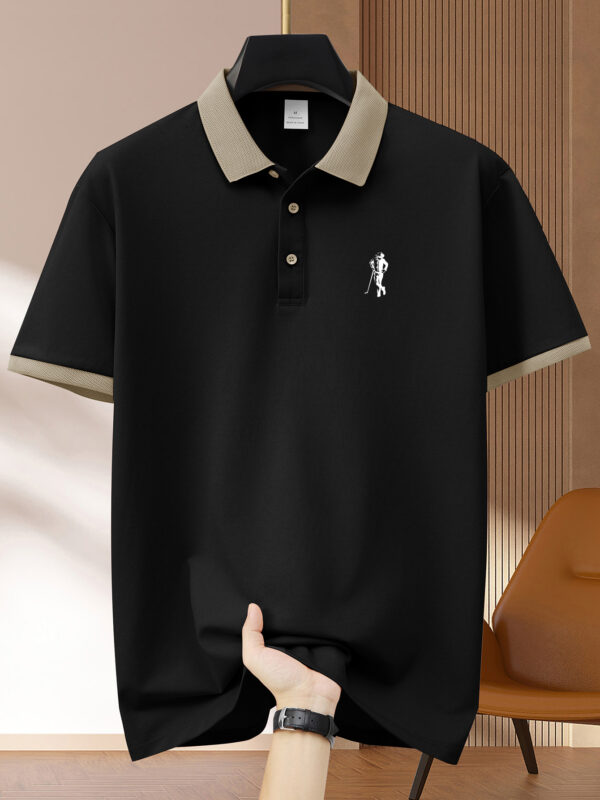 New Pattern Hot Selling Khaki Collar Pink Color Matching Fashion Shirt Short Sleeve Turnover Shirt Mature Men's Style Printed Fashion Micro-Comfortable Outdoor Golf Sports Short Sleeve Shirt Light Green Pink Khaki Black Navy Blue A532 - Image 4
