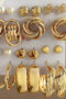 11 pairs of luxury palace style fashion earrings in different styles, including heart, butterfly, flower, twisted, geometric, imitation pearl earrings, suitable for Women's parties, dates, vacations, minimalist style jewelry