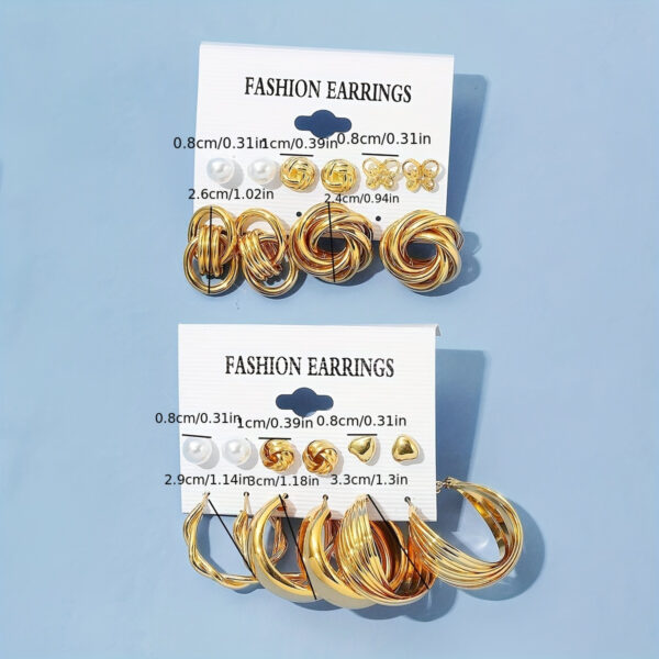 11 pairs of luxury palace style fashion earrings in different styles, including heart, butterfly, flower, twisted, geometric, imitation pearl earrings, suitable for Women's parties, dates, vacations, minimalist style jewelry - Image 5