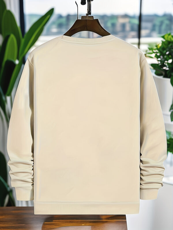 Men's Casual Sweatshirt with "Never Give Up" Print, Polyester 100% Knit Fabric, Elastic Round Neck, Regular Fit Long Sleeve Hoodie Top - Image 5