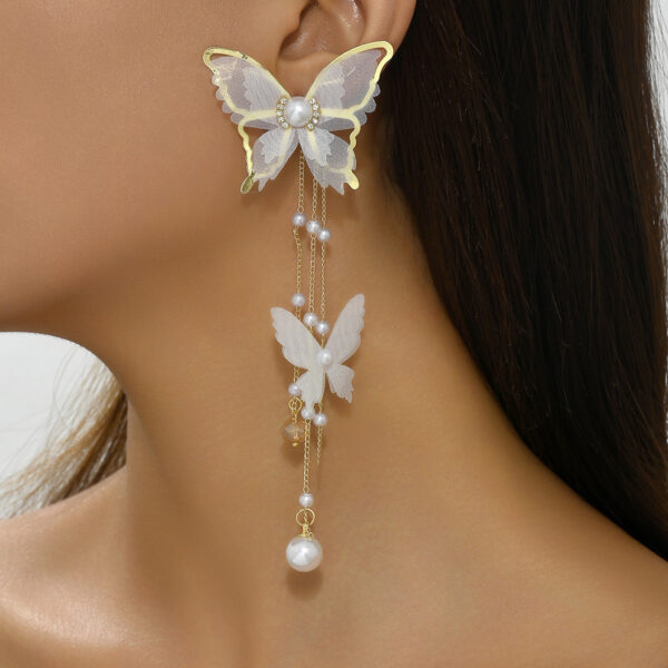 1 Pair Fashionable Ballet Butterfly Pendant Earrings for Women, Holiday Gift Party Jewelry, Bohemian Vintage Style, Alloy with Synthetic Gemstone, Stainless Steel Ear Hook, All-Season Wear - Image 4