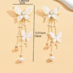1 Pair Fashionable Ballet Butterfly Pendant Earrings for Women, Holiday Gift Party Jewelry, Bohemian Vintage Style, Alloy with Synthetic Gemstone, Stainless Steel Ear Hook, All-Season Wear - Image 6