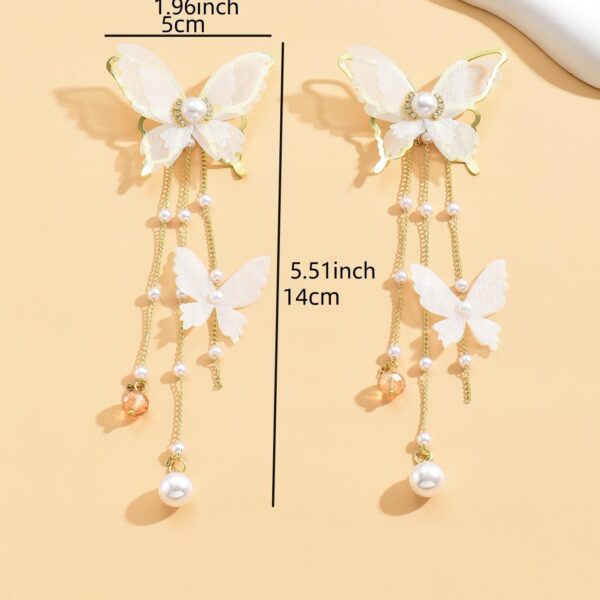 1 Pair Fashionable Ballet Butterfly Pendant Earrings for Women, Holiday Gift Party Jewelry, Bohemian Vintage Style, Alloy with Synthetic Gemstone, Stainless Steel Ear Hook, All-Season Wear - Image 6
