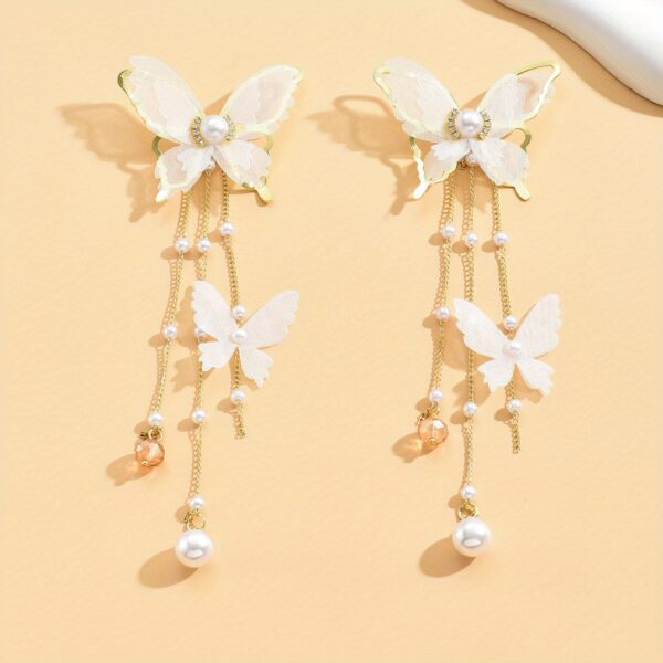 1 Pair Fashionable Ballet Butterfly Pendant Earrings for Women, Holiday Gift Party Jewelry, Bohemian Vintage Style, Alloy with Synthetic Gemstone, Stainless Steel Ear Hook, All-Season Wear - Image 7