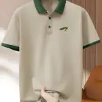Men'S Premium Business Casual Polo Shirt - Knit Polyester Fabric, Regular Fit, Short Sleeve, Lapel Collar, Slight Stretch, Geometric Pattern with Button Detail, Summer Style - Image 5