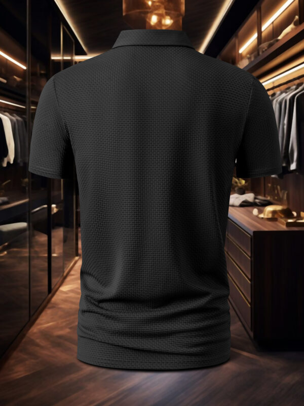 Men's Milan Print Short Sleeve Golf Shirt - Breathable, Stretch Fabric, Button- Collar, Lightweight Business Casual Style for Summer, Tennis & Golf Training - Image 9