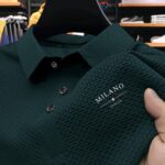 Men's Milan Print Short Sleeve Golf Shirt - Breathable, Stretch Fabric, Button- Collar, Lightweight Business Casual Style for Summer, Tennis & Golf Training - Image 6