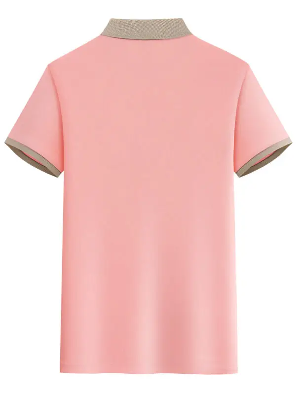 Men'S Premium Business Casual Polo Shirt - Knit Polyester Fabric, Regular Fit, Short Sleeve, Lapel Collar, Slight Stretch, Geometric Pattern with Button Detail, Summer Style - Image 7