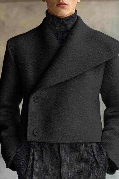 INCERUN Men’s Lightweight Polar Fleece Jacket – Asymmetric Neck Design, Loose Fit Casual Coat with Single Button Closure, Machine Washable Autumn Winter Outerwear for Daily & Outdoor Activities, Winter Clothes