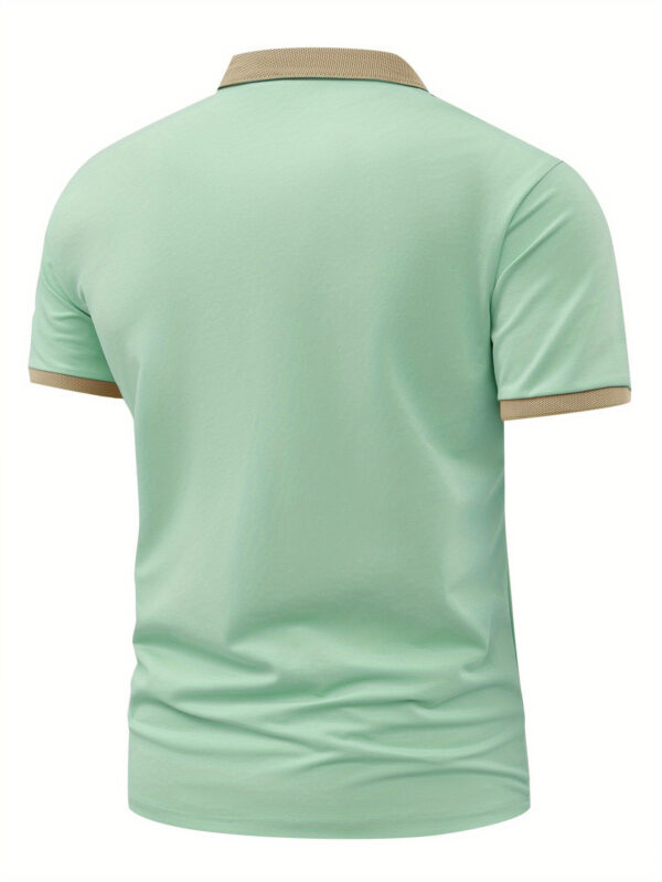 New Pattern Hot Selling Khaki Collar Pink Color Matching Fashion Shirt Short Sleeve Turnover Shirt Mature Men's Style Printed Fashion Micro-Comfortable Outdoor Golf Sports Short Sleeve Shirt Light Green Pink Khaki Black Navy Blue A532 - Image 7
