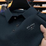 Men's Milan Print Short Sleeve Golf Shirt - Breathable, Stretch Fabric, Button- Collar, Lightweight Business Casual Style for Summer, Tennis & Golf Training - Image 4