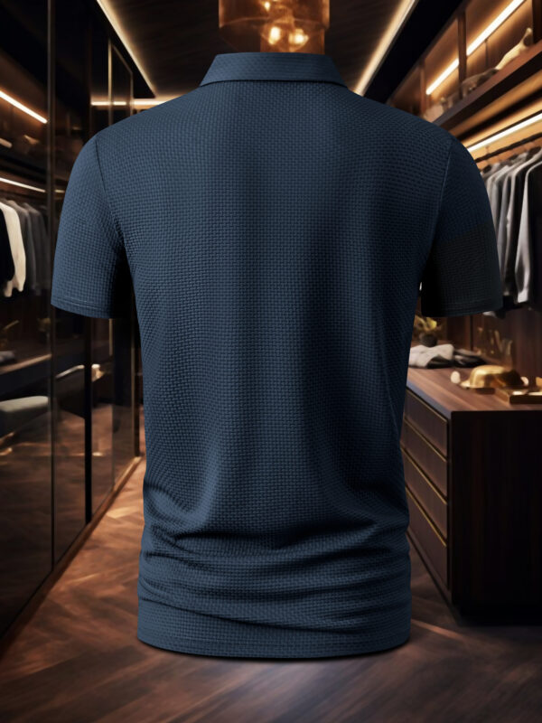 Men's Milan Print Short Sleeve Golf Shirt - Breathable, Stretch Fabric, Button- Collar, Lightweight Business Casual Style for Summer, Tennis & Golf Training - Image 10
