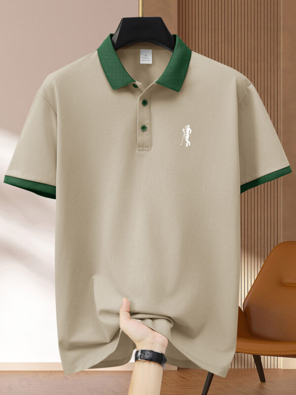 New Pattern Hot Selling Khaki Collar Pink Color Matching Fashion Shirt Short Sleeve Turnover Shirt Mature Men's Style Printed Fashion Micro-Comfortable Outdoor Golf Sports Short Sleeve Shirt Light Green Pink Khaki Black Navy Blue A532