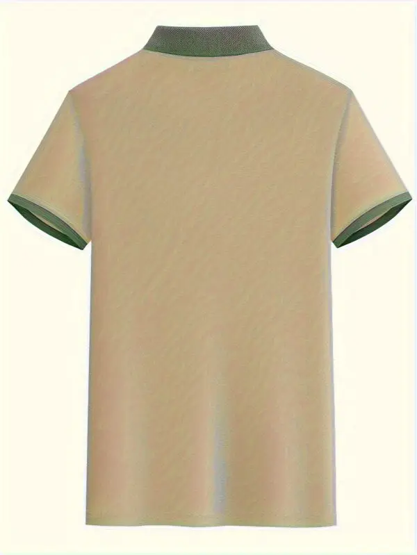 Men'S Premium Business Casual Polo Shirt - Knit Polyester Fabric, Regular Fit, Short Sleeve, Lapel Collar, Slight Stretch, Geometric Pattern with Button Detail, Summer Style - Image 10