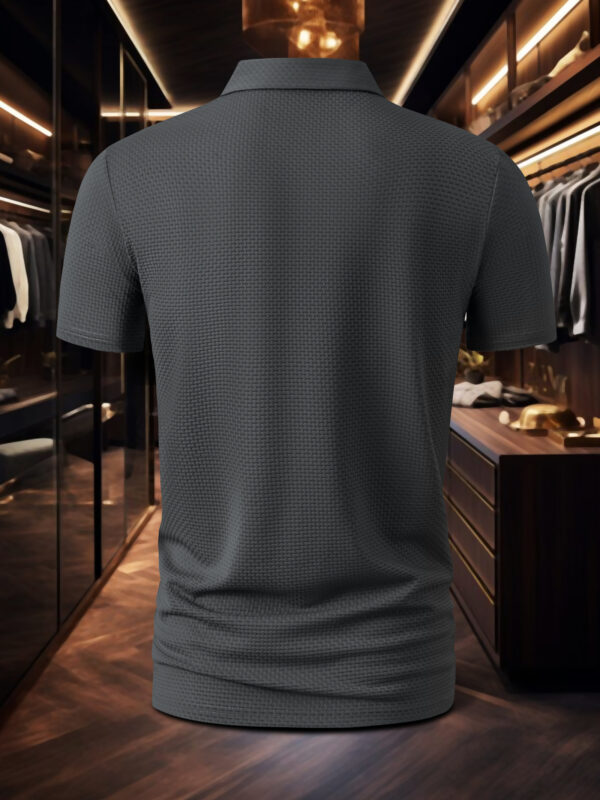 Men's Milan Print Short Sleeve Golf Shirt - Breathable, Stretch Fabric, Button- Collar, Lightweight Business Casual Style for Summer, Tennis & Golf Training - Image 8