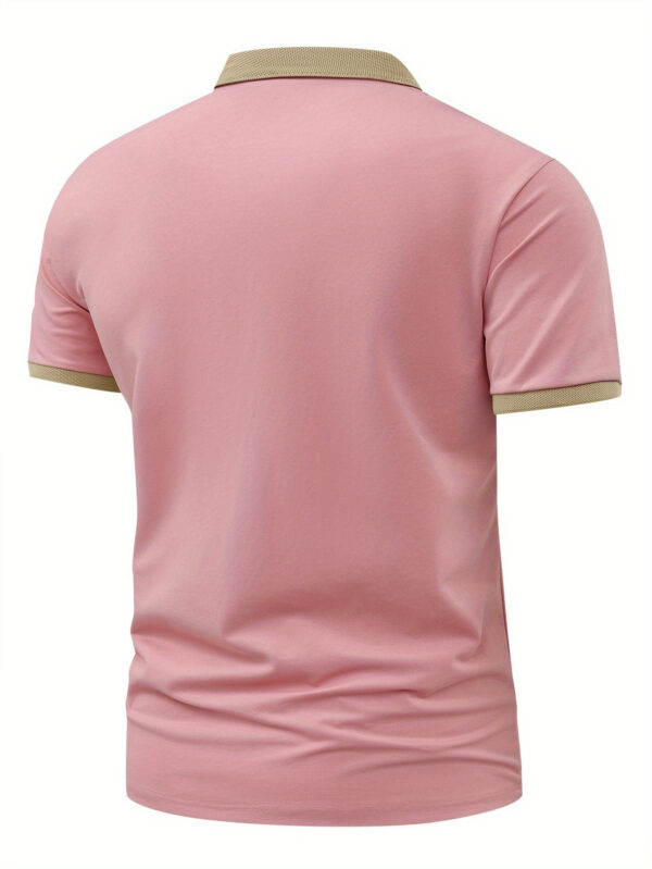 New Pattern Hot Selling Khaki Collar Pink Color Matching Fashion Shirt Short Sleeve Turnover Shirt Mature Men's Style Printed Fashion Micro-Comfortable Outdoor Golf Sports Short Sleeve Shirt Light Green Pink Khaki Black Navy Blue A532 - Image 10